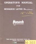 Monarch CK 12", Lathe, Description of Assembies Adjustments & Parts Manual 1957